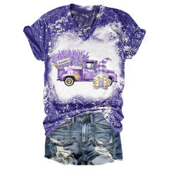 Enchanting V-Neck Tee: Bee, Sunflower, Gnome, and Truck Design